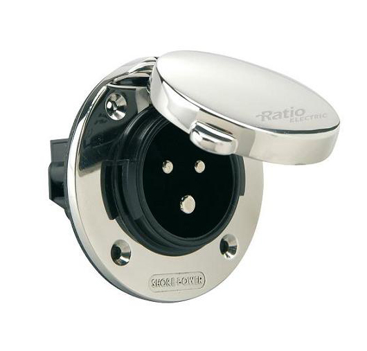 Ratio Stainless steel shorepower inlet. 2P+E. 240v 50A